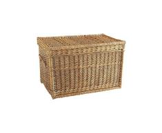 AUBRY GASPARD Malle de Rangement en Osier Buff 100 x 50 x 50 cm