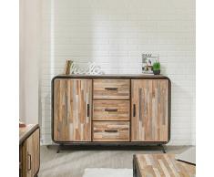 Paris Prix - Buffet 2 Portes en Teck Industriel Fusion 140cm Marron