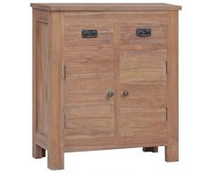 vidaXL Bois de Teck Massif Buffet Armoire Latérale Armoire de Rangement Meuble de Rangement avec 2 Tiroirs et Portes Maison Intérieur 65x30x75 cm