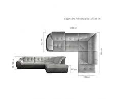 JUSThome GALAXY D Canapé d'angle Sofa canapé lit Cuir écologique Tissu structuré (lxLxH): 230x288x78/90 cm Blanc Bleu Angle droit