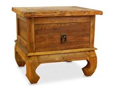 Livasia Table de Nuit en Teck | Commode de Nuit en Bois | Multicolore | Pratique | Production Artisanale | Fabriqué à la Main | Origine : Java - Indonésie