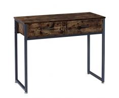 BOTONE Table Console de bureau avec Tiroirs, Table dappoint avec structure en métal, buffet rustique, design industriel, pieds réglables (100 x 40 x 83 cm)