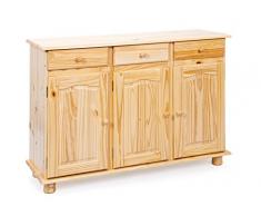 Inter Link Commode buffet bahut bas pin massif vernis naturel
