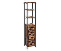 VASAGLE Meuble Colonne, Meuble de Rangement, Armoire de Rangement, Style Industriel, Armoire de Salle de Bain, Haut, pour Salon, 37 x 30 x 167 cm, Vintage LSC37BX