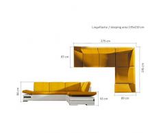 JUSThome LATINO Canapé d'angle Sofa canapé lit Cuir écologique Tissu structuré (lxLxH): 195x275x84 cm Blanc Gris Angle gauche