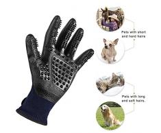 Brosse Animaux Gants Brosse de Bain Toilettage Massage pour Chiens Chats & Chevaux, 1 Paire Gants Amélioré Cinq Doigts Enfilade Design (Bleu)