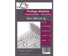 MCTISSUS Protège Matelas imperméable 160 cm x 200 cm lit 2 Places