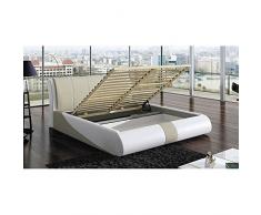 JUSThome PRESTO Lit rembourré double conjugal Cuir écologique (lxLxH): 175x239x90 cm Blanc Brun