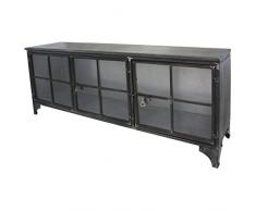 chemin_de_campagne Enfilade Bahut Buffet Meuble Tele TV Meuble Industriel Fer Metal Verre
