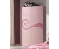 Vipack LIZKL13 Lizzy Armoire avec 3 Portes MDF Rose Laqué 120 x 57,5 x 200 cm