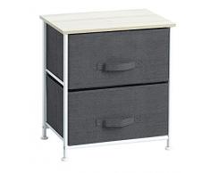 Meuble de chevet table de nuit 2 tiroirs - Design et Pratique - Coloris Chiné GRIS Foncé