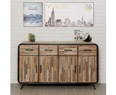 Paris Prix - Buffet 4 Portes en Teck Industriel Fusion 140cm Marron