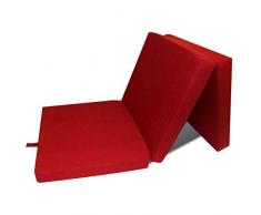vidaXL Matelas Mousse Pliable 3 Section 190x70x9 cm Rouge Pique-Nique Camping