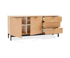 M.K.F. Buffet Enfilade Design 2 Portes 3 tiroirs Agathe en Bois (chêne Naturel)