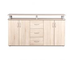 Inter Trade 1049 Enfilade buffet bahut bas 4 Portes 3 Tiroirs, Bois, Chêne Sonoma, 155 x 35 x 83 cm