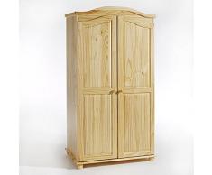 Armoire penderie pin massif DAVOS, 2 portes vernis naturel