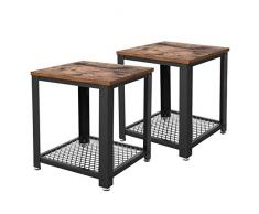 VASAGLE Table dAppoint 2 Tables de Chevet Table Basse avec Rangement Armature en métal pour Cuisine, Chambre Style Industriel Look Vintage Aspect usagé Table rétro LET82X