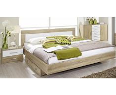 Matelpro-Lit adulte contemporain chêne clair/blanc Camelia-160 x 200 cm