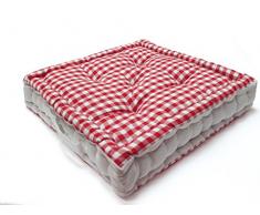 Soleil dOcre Coussin de sol VICHY Rouge, Coton, 40 x 40 x 8 cm
