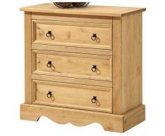 IDIMEX Commode Tequila Buffet bahut vaisselier en Bois Style Mexicain avec 3 Grands tiroirs, en pin Massif à la Finition teintée et cirée