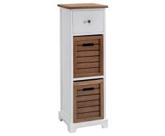 IDIMEX Chiffonnier Cornelia Commode avec 1 tiroir et 2 caisses de Rangement, en Bois de Paulownia Blanc et Brun Style Maison de Campagne