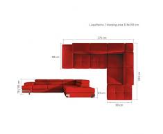 JUSThome EMPORIO Canapé d'angle Sofa canapé lit avec coffre Cuir écologique (lxLxH): 223x275x70/90 cm Noir Angle gauche