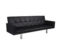 vidaXL Canapé-lit Accoudoir Similicuir Noir Salon Salle Séjour Clic Clac Sofa