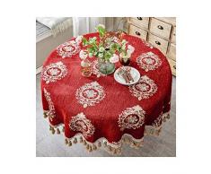 MWPO Nappe Ronde élégante et Romantique adaptée aux Tables de Buffet, fêtes, dîners, Mariages, hôtels, etc. Rouge (Taille: diamètre 240cm)