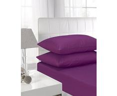 Drap-housse pour sommier épais en 100 % coton égyptien - Profondeur extra de 40 cm, Purple/Aubergine, Super king