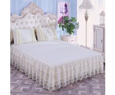 hxxkact Dentelle Jupe de lit Cache sommier Couvre-lit,Queen-King Dessus de-lit Décoration Chambre Mousseline de Soie-Beige 180x200cm(71x79inch)