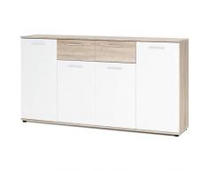 Inter Trade Corporation Jacky 3 Enfilade 4 Portes 2 Tiroirs, Bois, Chêne Sonoma/Blanc, 160 x 35 x 85 cm
