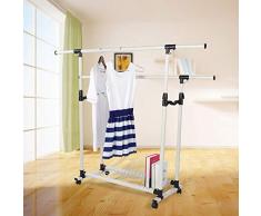 Estink Heavy Duty Stander Porte-Manteau avec roulettes Hauteur réglable 104-177 cm, Largeur réglable 102-150 cm, Chariot Armoire Cabine Maison Chambre à Coucher (Double Rotaise)