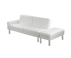 vidaXL Canapé-lit Canapé Convertible Clic-clac Salon Cuir Artificiel Blanc