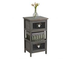 IDIMEX Commode Maurice Rangement 2 tiroirs et 1 Panier étagère en Bois de Paulownia Style Shabby Chic Vintage Rustique Romantique Gris