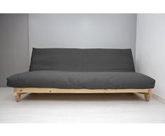 Futon On Line Canapé lit Convertible Fresh, Naturel, Hausse Noir 200 x 140 cm.