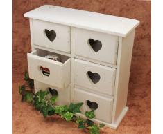 DanDiBo Commode Mini Commode avec 6 tiroirs 12235 Etagère 28cm Coffret à Bijoux Shabby Etagère
