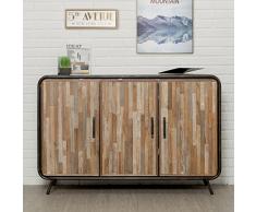 Paris Prix - Buffet 3 Portes en Teck Industriel Fusion 140cm Marron