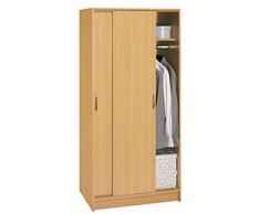 Armoire 2 portes coulissantes Hêtre ESSENTIEL, L 79,7 x H 169,5 x P 50,1 cm -PEGANE-
