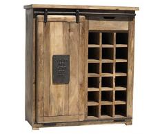 LORIGINALE DECO Buffet Bahut Industriel à Bouteilles et Porte Coulissante 100 cm x 89 cm
