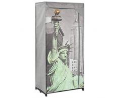 vidaXL Garde-Robe Penderie Armoire de Rangement Etagère à Vêtements Meuble de Rangement Organisateur Chambre à Coucher Chaussures New York Tissu