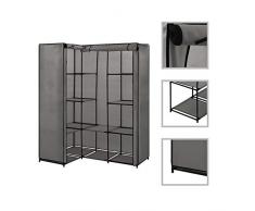 Soulong Armoire dangle en tissu pour le rangement, en forme de L, organiseur de vêtements avec rails, pliable, armoire de chambre pour vêtements 130 x 87 x 169 cm