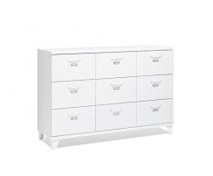 Inter Trade 2241 Enfilade buffet bahut bas 9 Tiroirs, Bois, Blanc, 120 x 40 x 80 cm