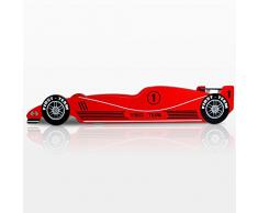 Deuba Lit enfant Voiture Formule 1 F1 Rouge - 90 cm x 200 cm - Sommier inclus - Chambre