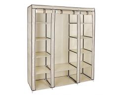 SONGMICS Armoire de rangement XXL, Penderie dressing en Tissu non-tissé, 175 x 150 x 45 cm, Beige LSF03M