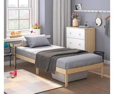 Panana Lit Simple Adult en Bois 1 Place Design Comfort 195 x 95 x 52 cm (Bois)