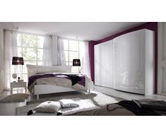 Matelpro-Commode design laquée blanche avec sérigraphie 1 porte/3 tiroirs Esteline