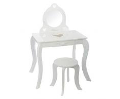 Coiffeuse blanche 60x40x91 cm avec tabouret
