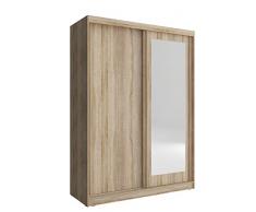 MEUBLO Armoire, Penderie avec 2 Portes coulissantes et Miroir (L x H x P): 150x200x62 Mono 150 (Sonoma, 150 cm)