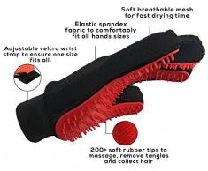 DAOXU Animal de Compagnie Brosse 1 Paire de Gants Deshedding Douce - Amélioré Cinq Doigt Enfilade Design - pour Chats, Chiens & Chevaux,etc.