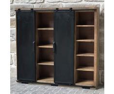 chemin_de_campagne Bahut Étagère Bibliothèque Meuble à Portes Coulissantes Bois Fer 117 cm